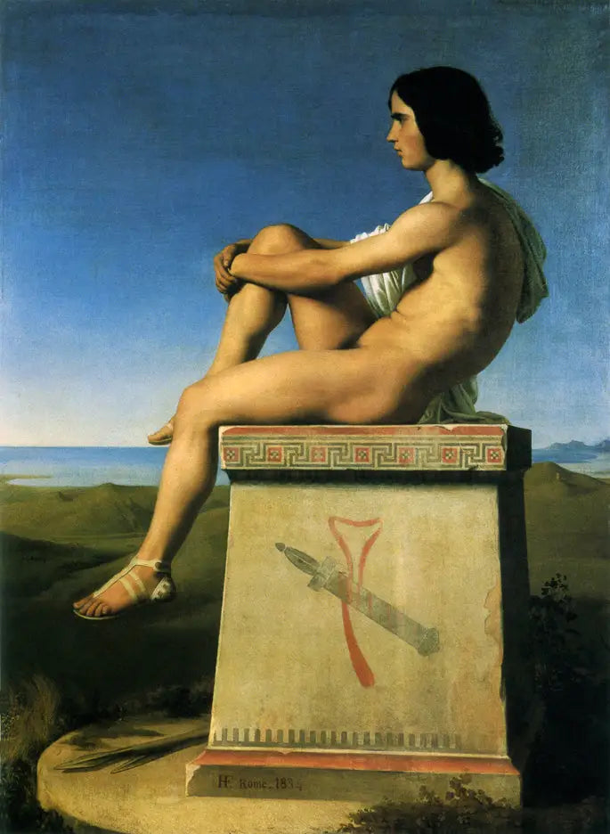 Politétes, hijo de Príamo, observando los movimientos de los griegos hacia Troya - Hippolyte Flandrin