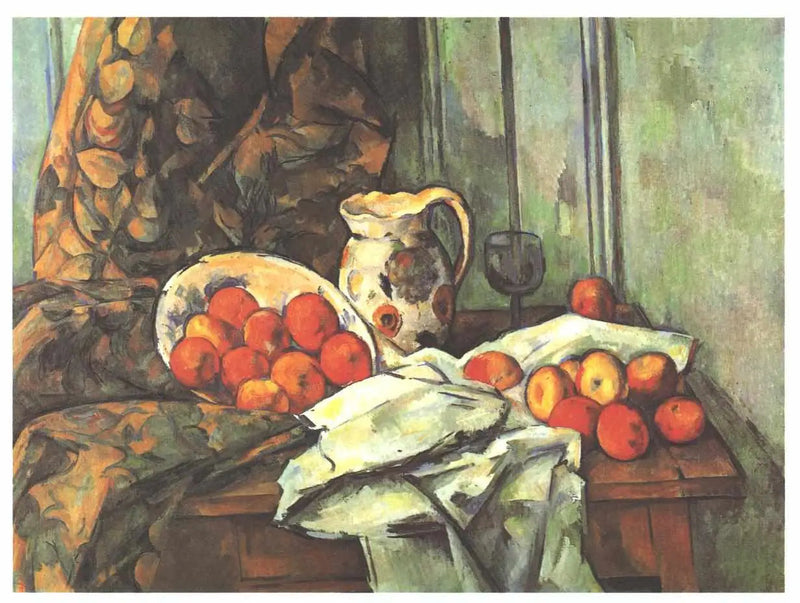 Manzanas y jarra sobre una mesa - Paul Cézanne