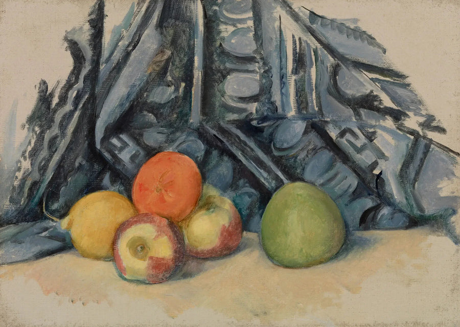 Manzanas y alfombra - Paul Cézanne