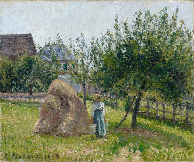 Manzano y molino en Eragny, mañana de sol - Camille Pissarro