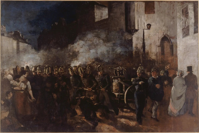 Bomberos en un incendio - Gustave Courbet