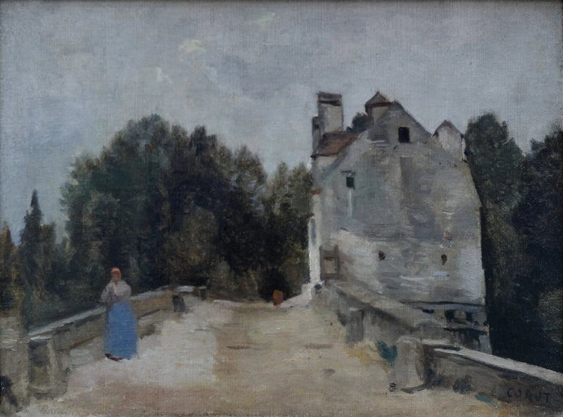 Pontón y molino cerca de Mantes - Jean-Baptiste Camille Corot