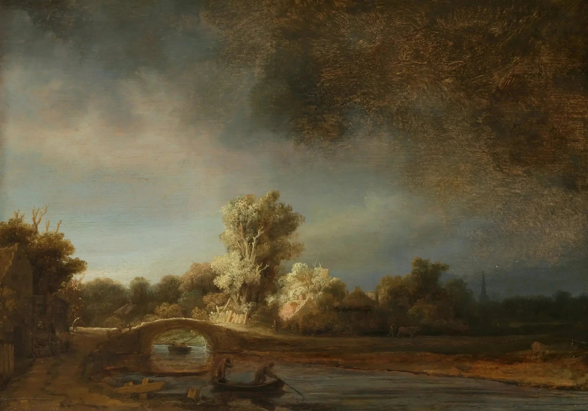 Paysage avec un pont de pierre, vers 1638 — Rembrandt