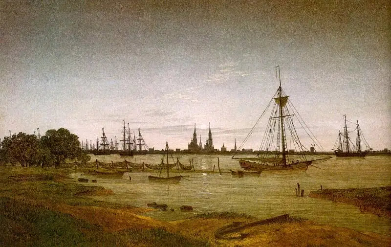 Puerto a la luz de la luna - Caspar David Friedrich