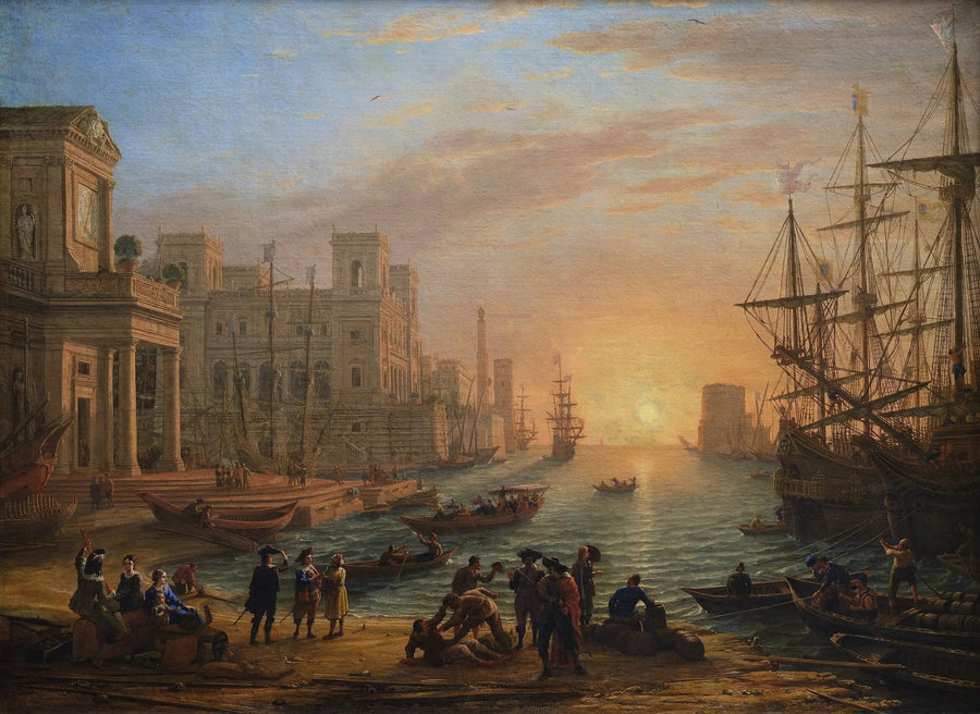 Puerto marítimo al atardecer - Claude Lorrain