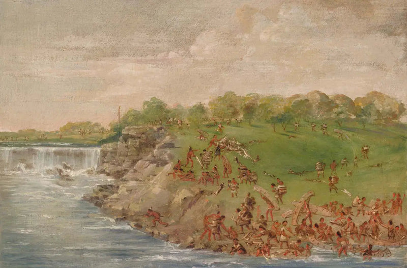 Portada ojibwé alrededor de las cataratas de Saint-Antoine - George Catlin