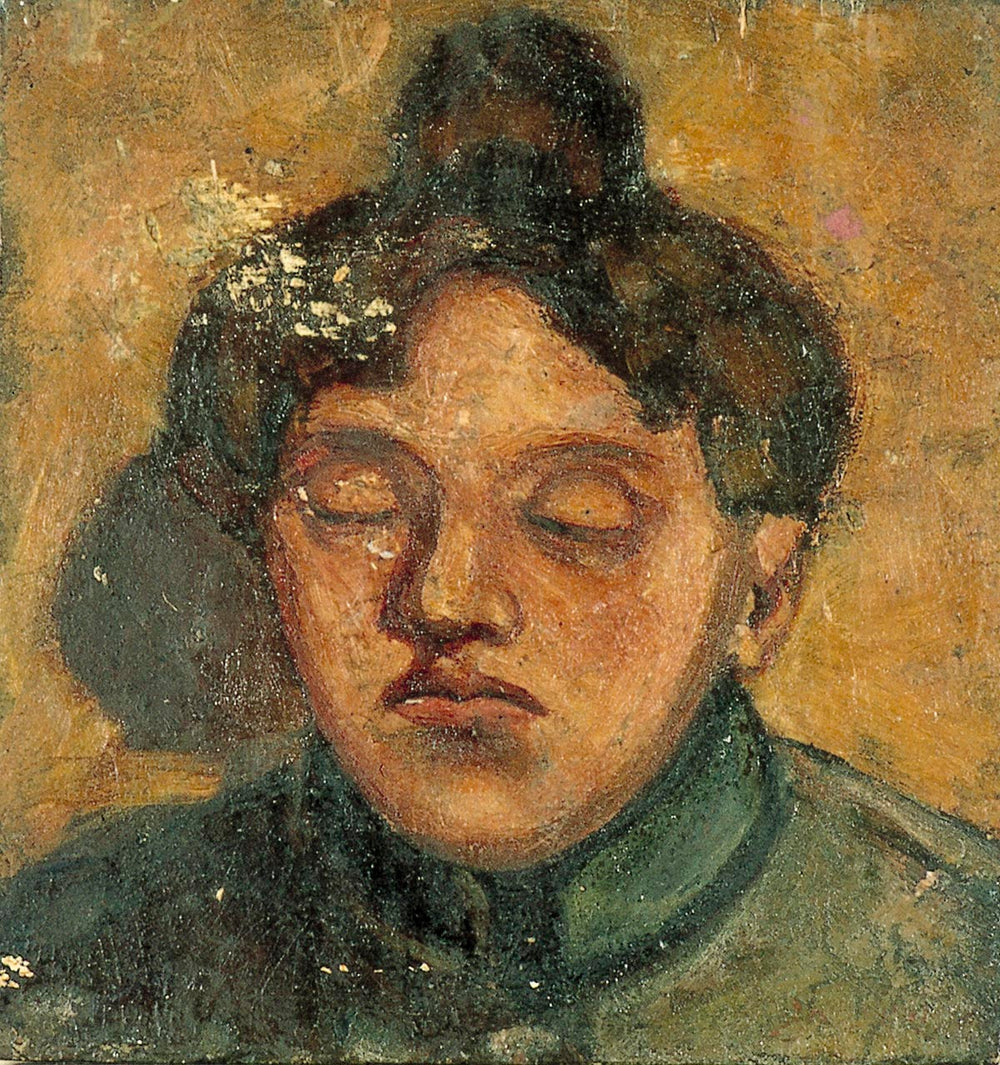 Portrait d'Agnita Feis les yeux fermés - Theo van Doesburg image 1 tableau peint à l’huile sur toile