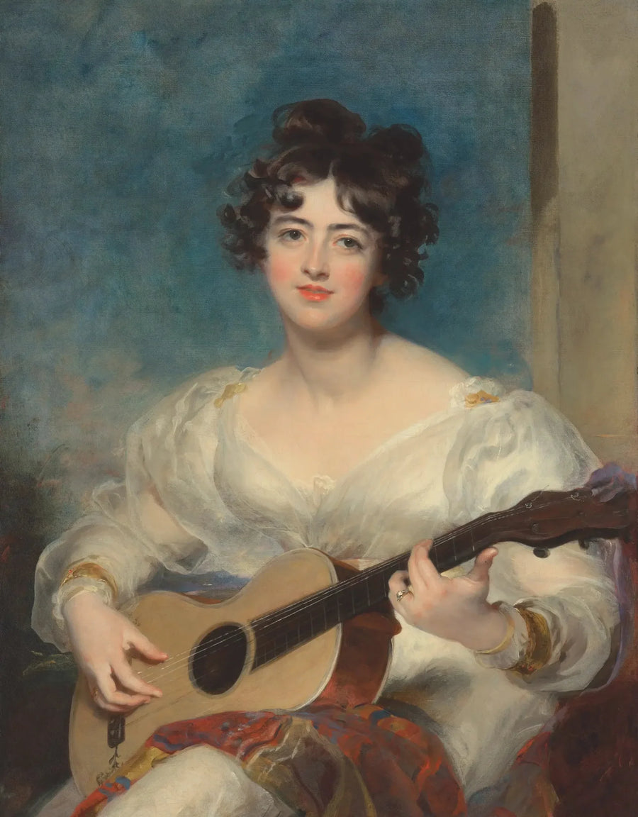 Retrato de Elizabeth Blake, Lady Wallscourt, tocando la guitarra - Thomas Lawrence