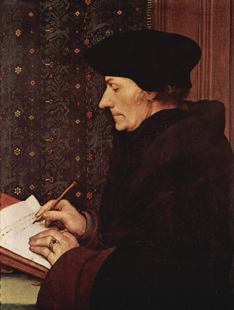 Retrato de Erasmo escribiendo - Hans Holbein el Joven