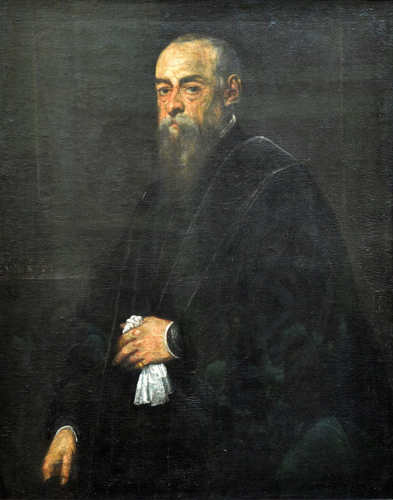Retrato de un hombre mayor sosteniendo un pañuelo - Jacopo Tintoretto