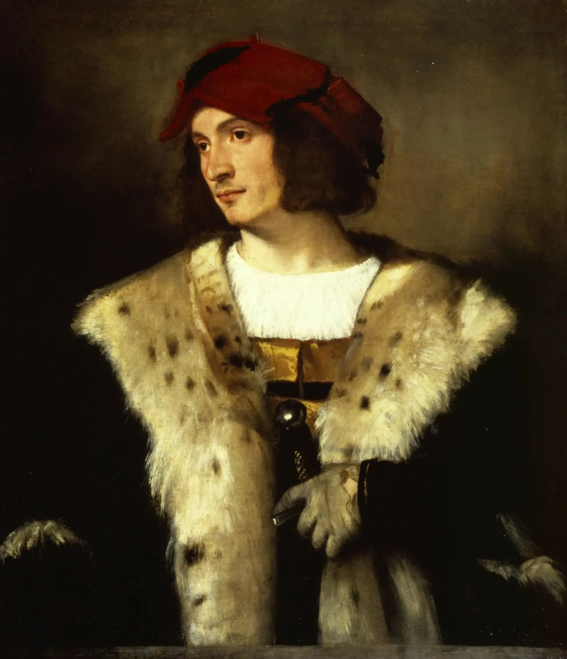 Retrato de un hombre con sombrero rojo - Tiziano