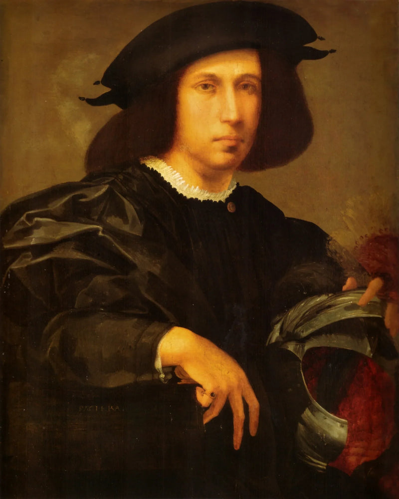 retrato de un hombre con casco - Rosso Fiorentino