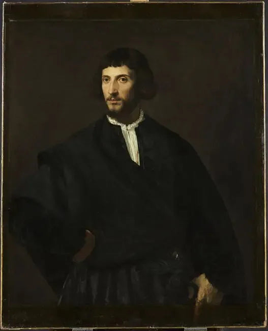 Retrato de hombre, mano en la cintura - Tiziano