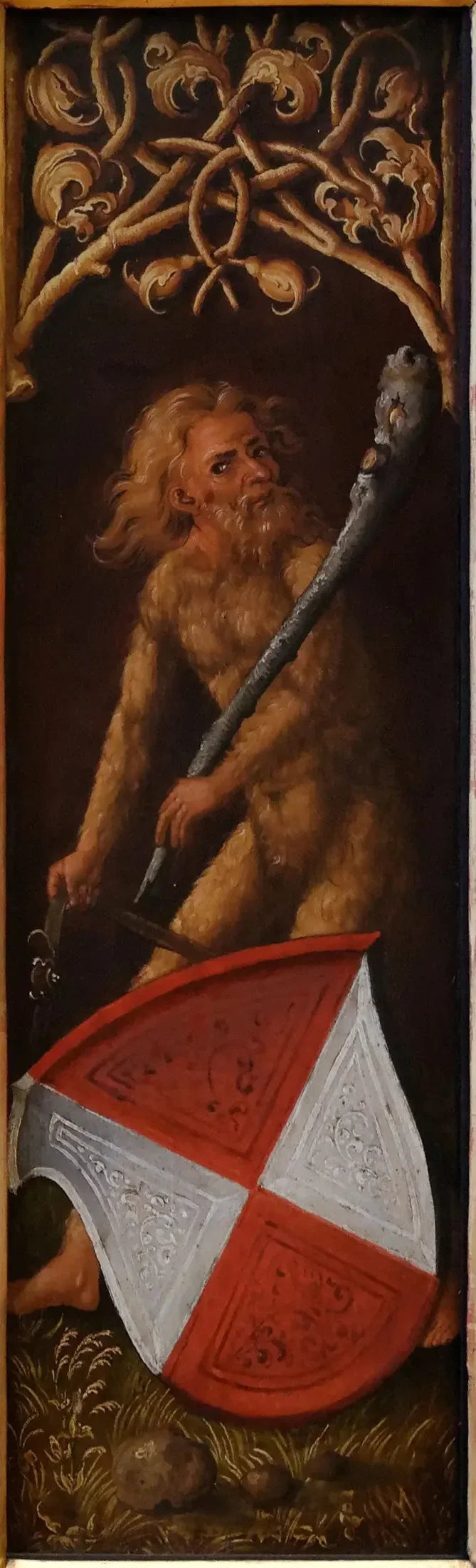 Retrato de Oswolt Krel: « Hombres Silvanos » con los escudos heráldicos de Agathe von Esendorf - Albrecht Dürer