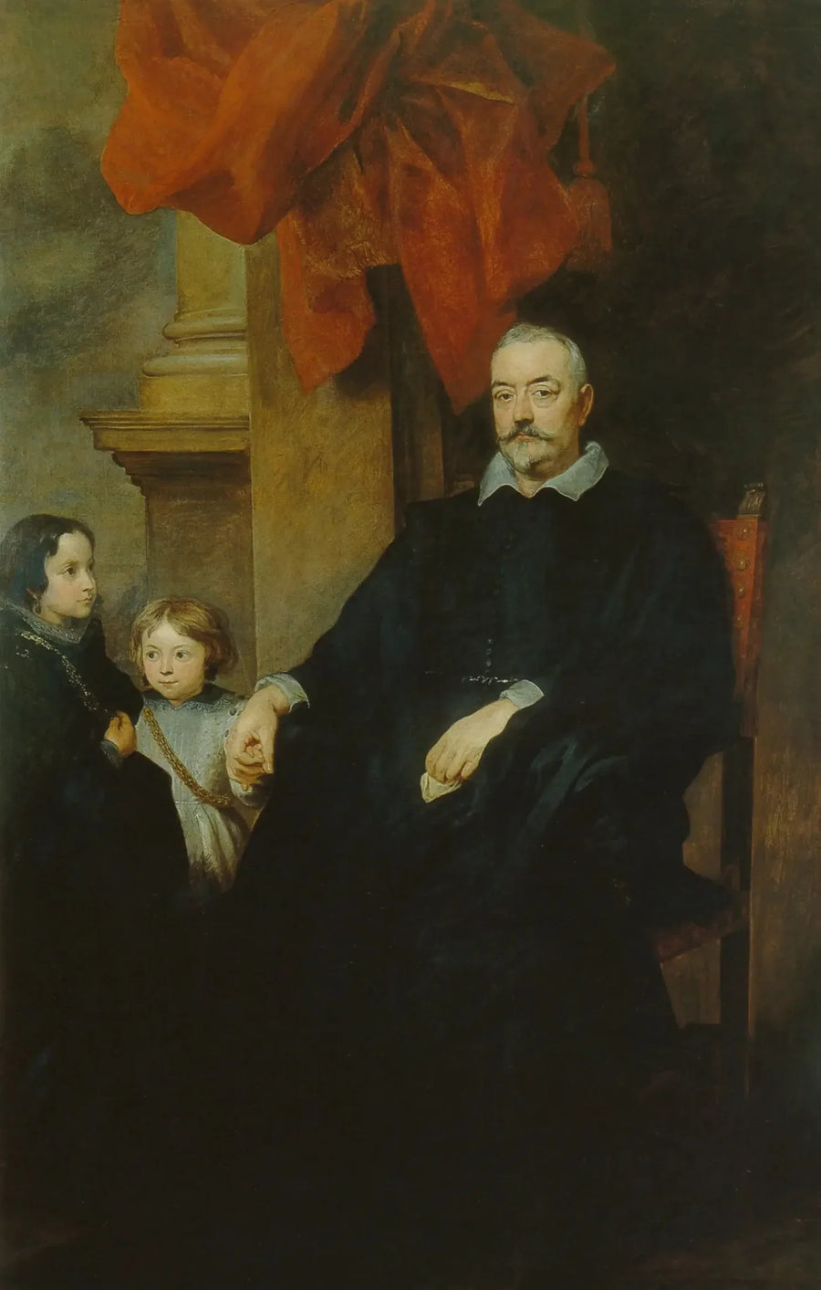 Retrato de un caballero de Génova con dos niños - Antoine van Dyck