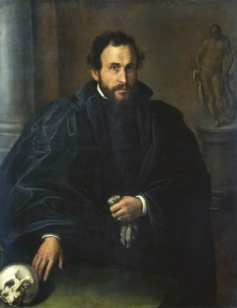 Retrato de un hombre con una calavera - Lorenzo Lotto