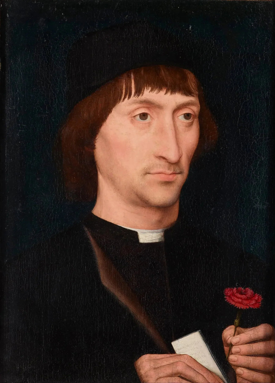 Retrato de un hombre con una rosa - Hans Memling