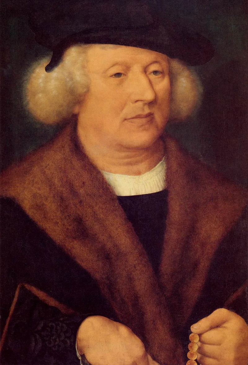retrato de un hombre con una gorra negra - Joos van Cleve