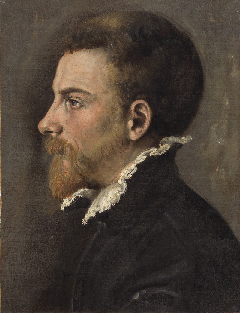 Retrato de un hombre barbudo de perfil - Annibale Carracci