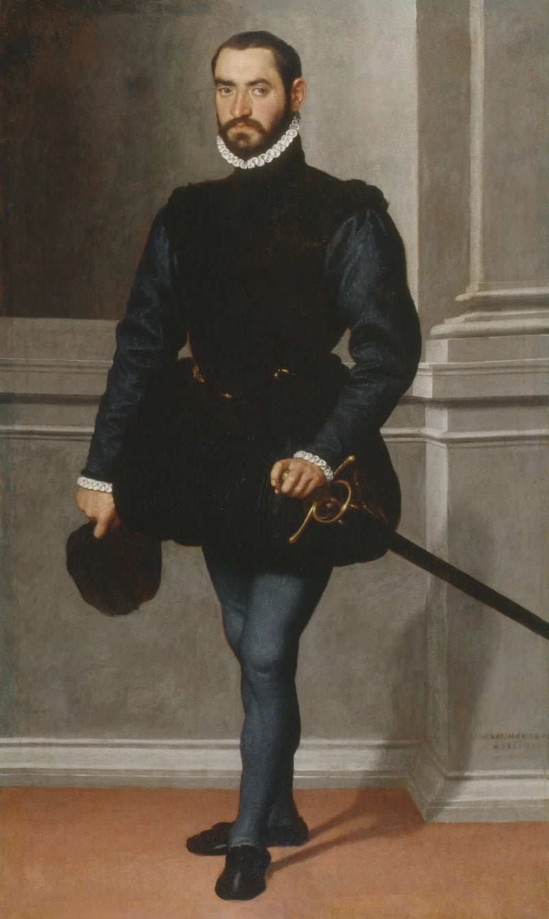 Retrato de un hombre barbudo en negro - Giovanni Battista Moroni