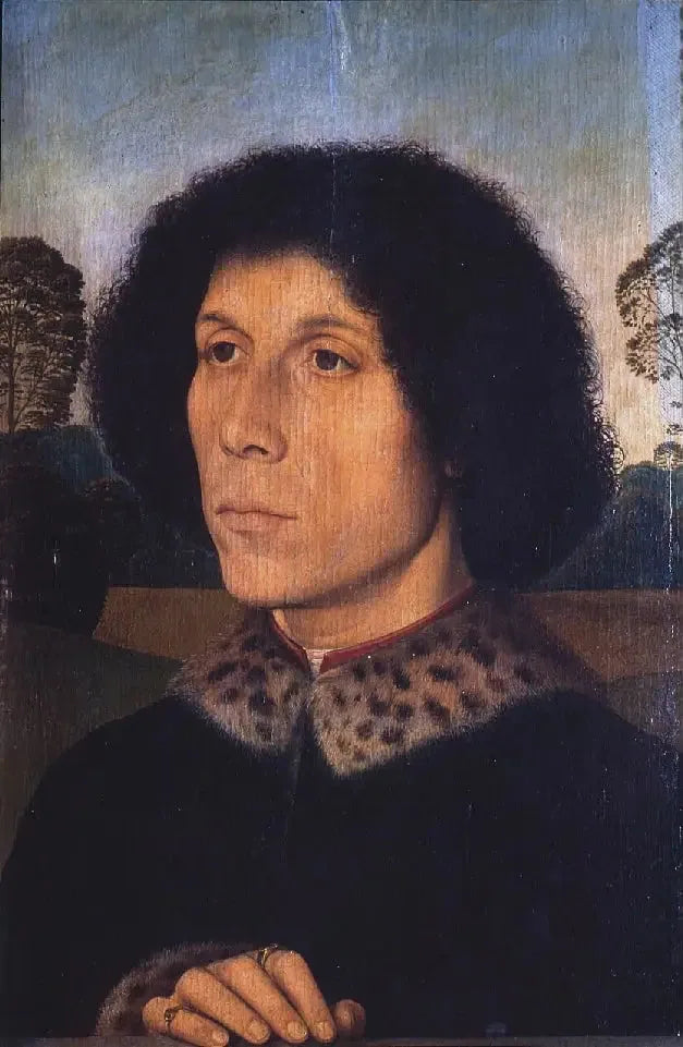 Retrato de un hombre en un paisaje - Hans Memling