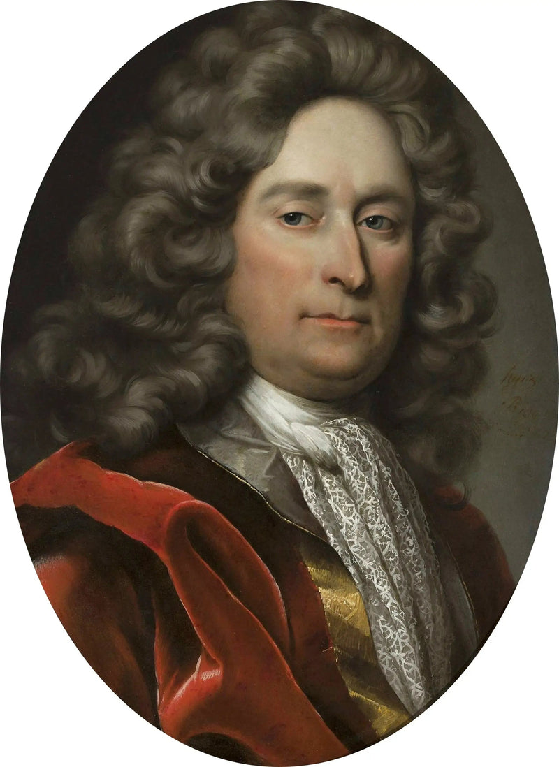 Retrato de un hombre con peluca gris. - Hyacinthe Rigaud