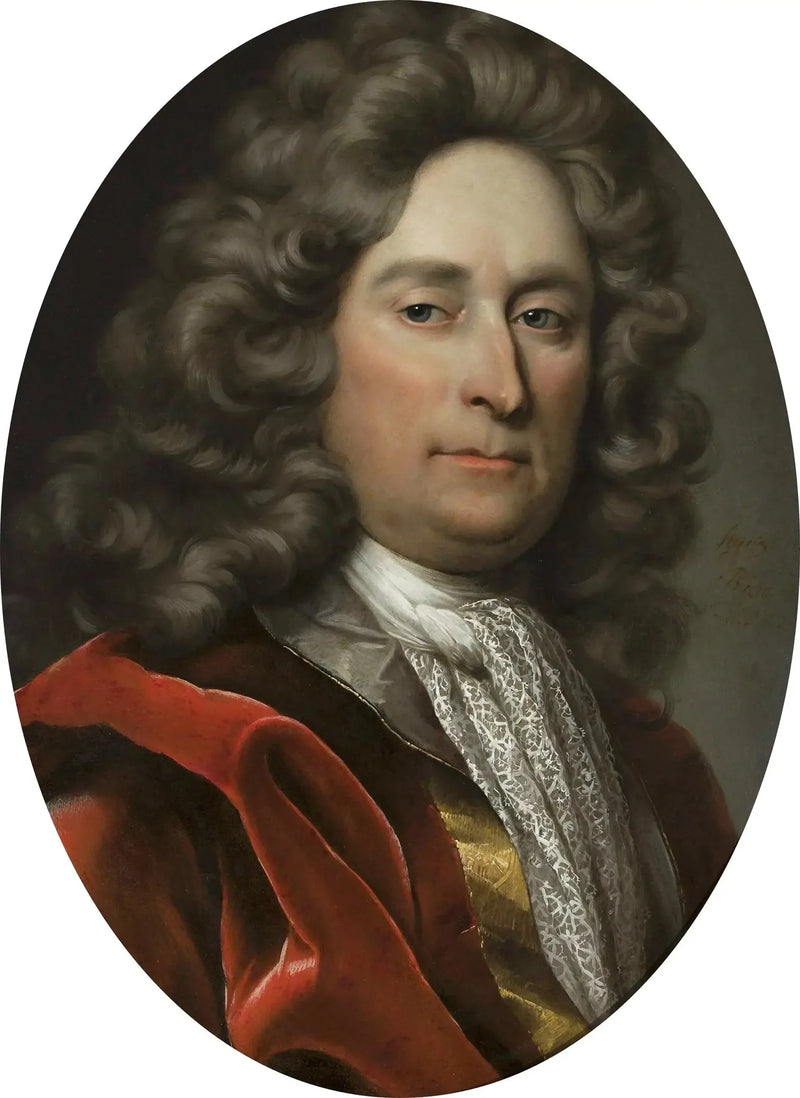 Retrato de un hombre con peluca gris. - Hyacinthe Rigaud