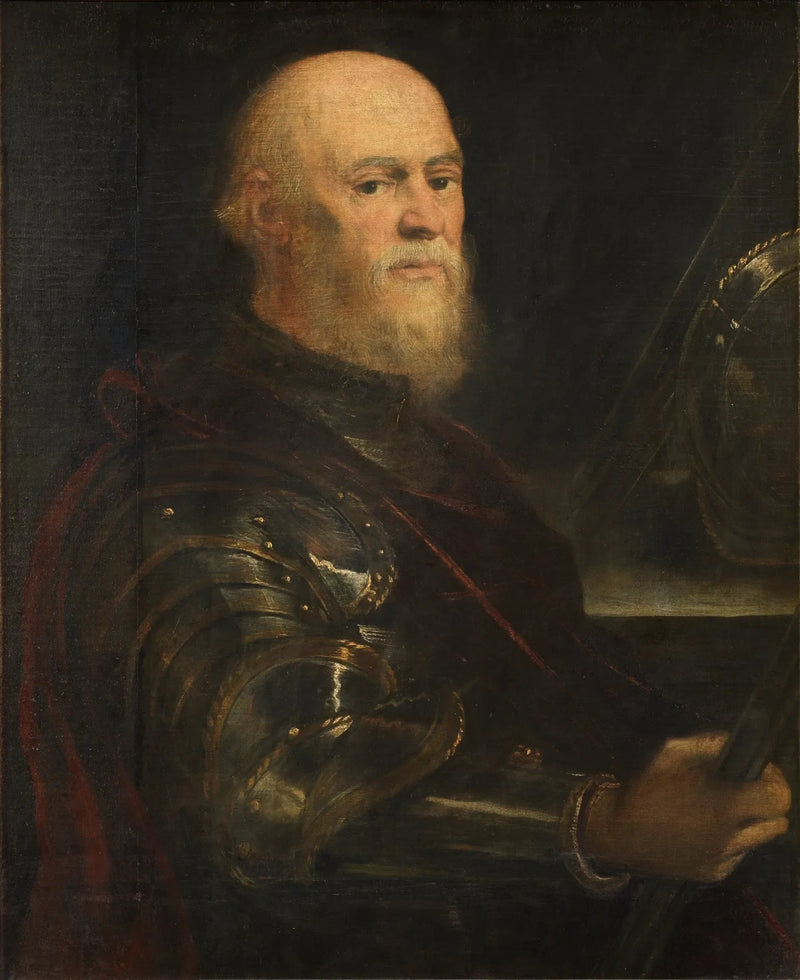Retrato de un hombre con armadura sosteniendo el bastón de mando, probablemente Jan Amor Tarnowski - Jacopo Tintoretto