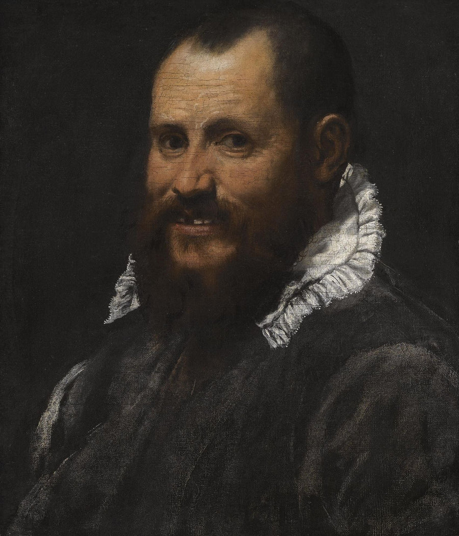 Retrato de un hombre, en busto, con camisa blanca - Annibale Carracci