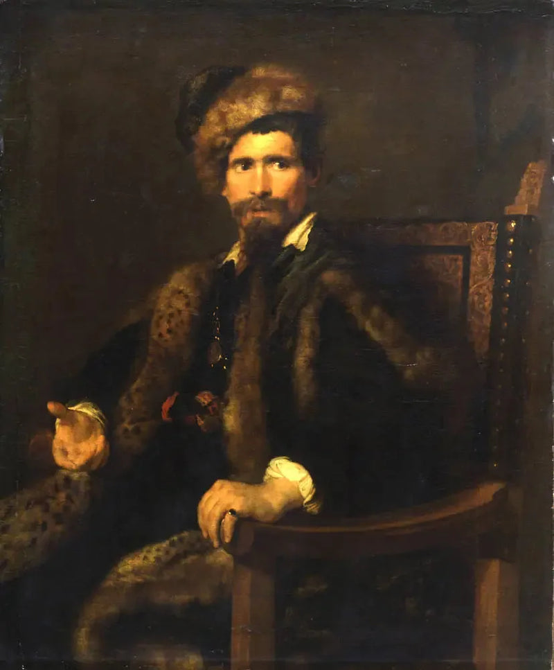 Retrato de un hombre con piel - Antoine van Dyck