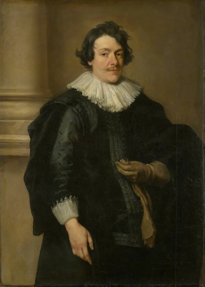 Retrato de un hombre vestido de negro frente a una columna - Antoine van Dyck