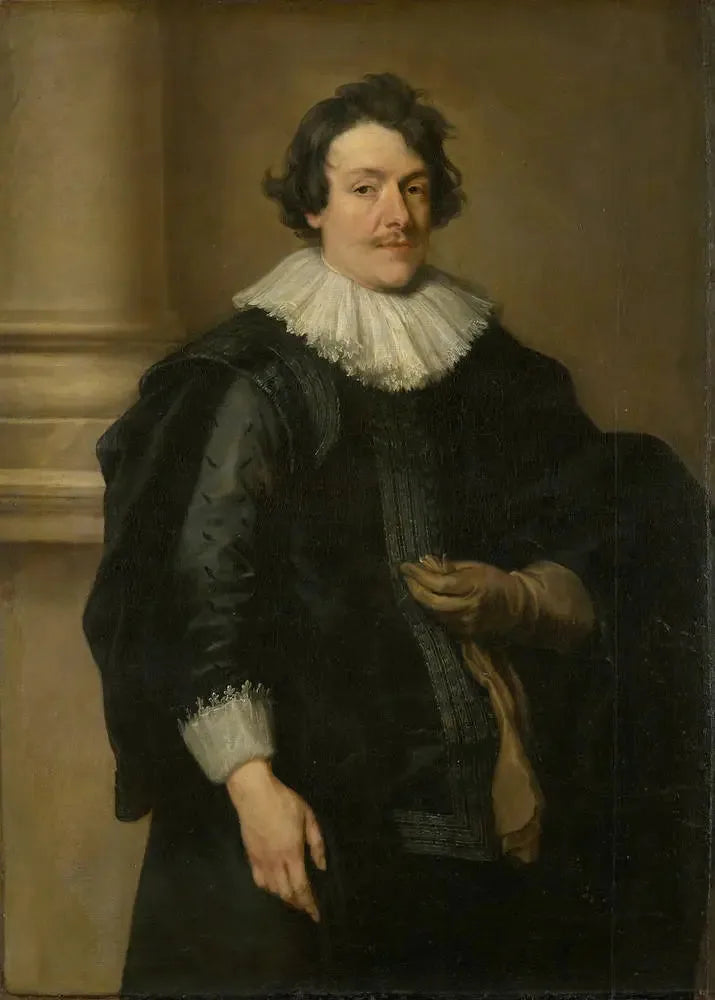 Retrato de un hombre vestido de negro frente a una columna - Antoine van Dyck