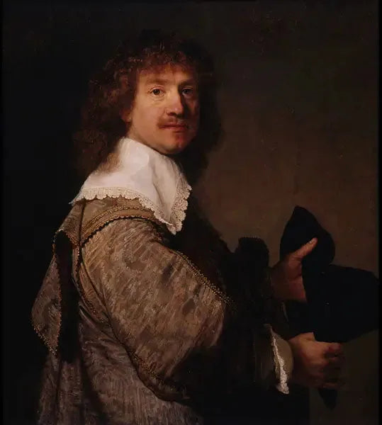 Portrait d'un homme tenant un chapeau - Rembrandt image 1 reproduction d’œuvre d’art à l’huile