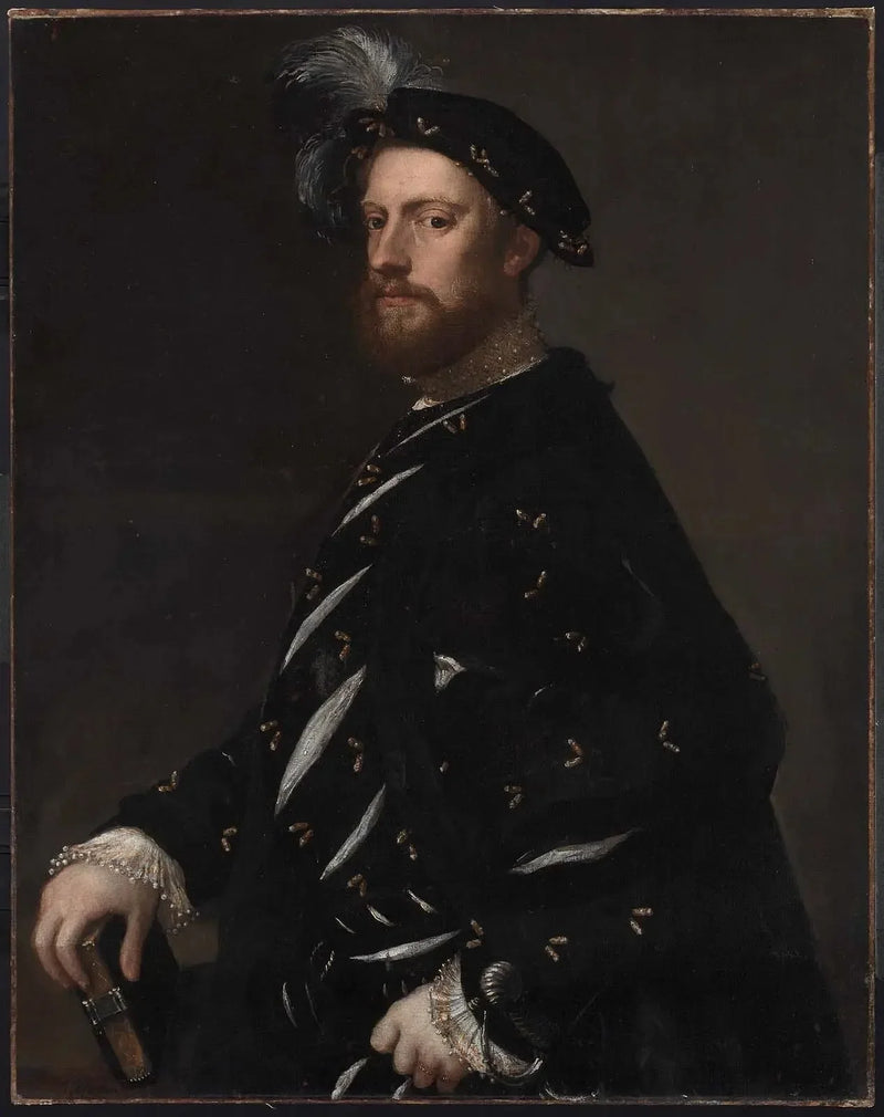 Retrato de un hombre sosteniendo un libro - Tiziano