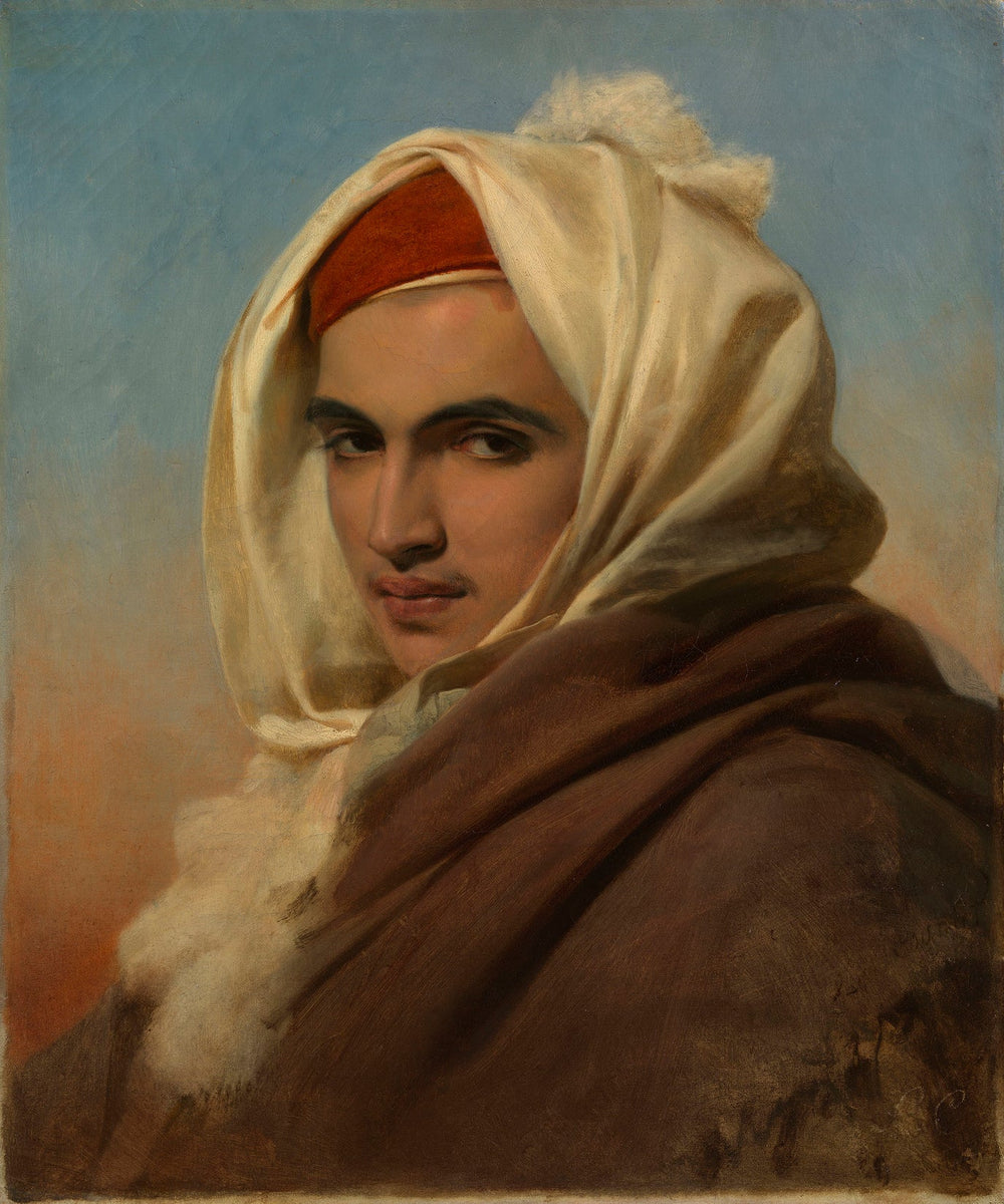 Portrait d'un jeune chef arabe - Léon Cogniet image 1 copie de tableau peinte à la main