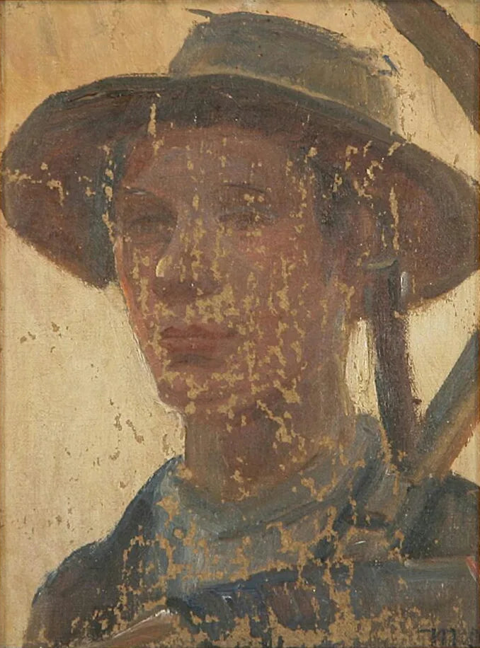 Retrato de un joven con una guadaña. - Michael Peter Ancher