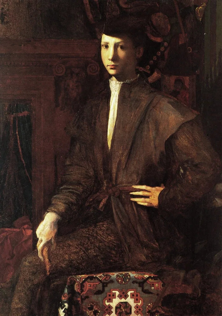 Retrato de un joven sentado en una alfombra - Rosso Fiorentino