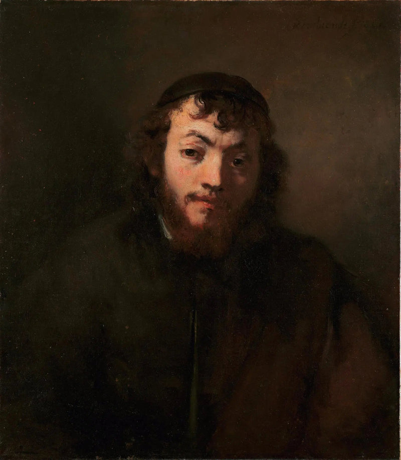 Retrato de un joven con barba y gorra - Rembrandt