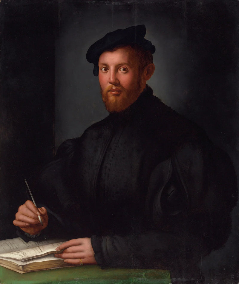 Retrato de un joven en negro con un libro - Bronzino