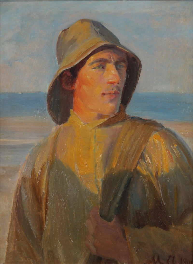 Retrato de un joven pescador con un impermeable. 1900. - Michael Peter Ancher
