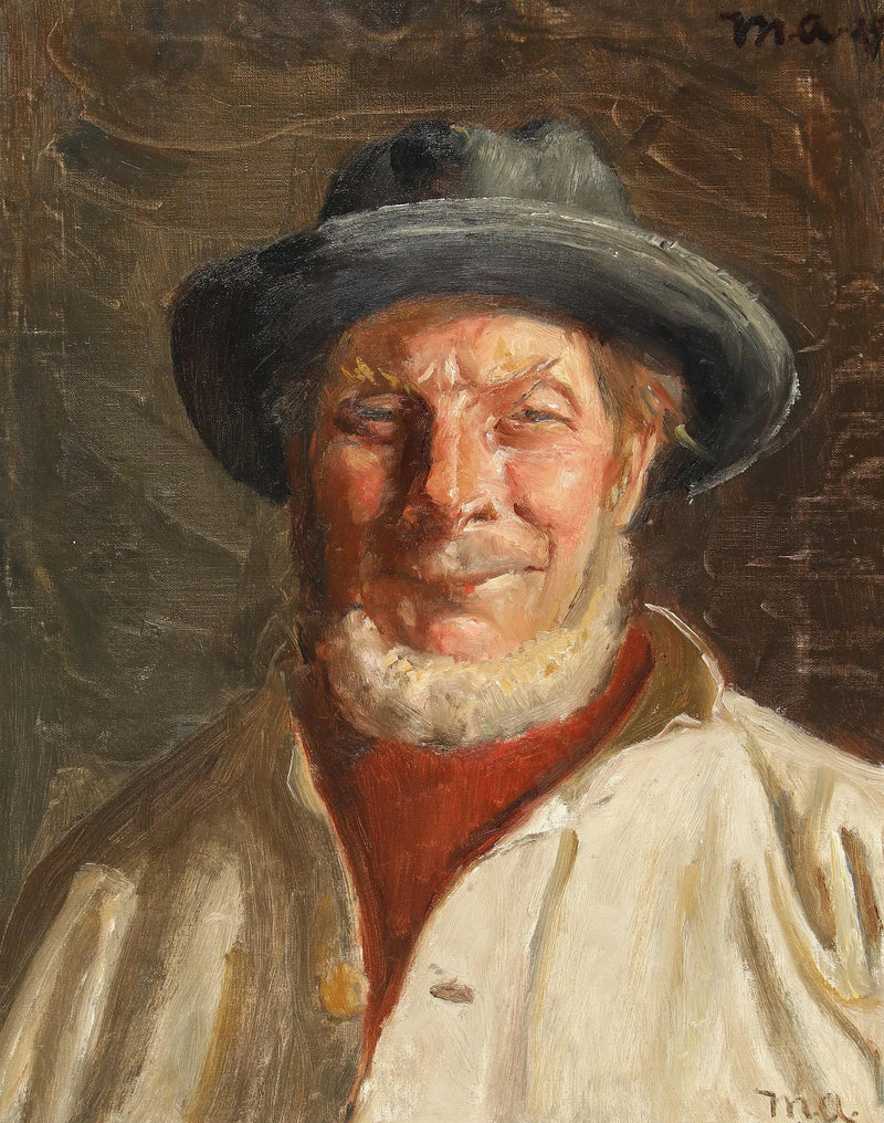 Retrato de un pescador de Skagen con sombrero negro. -Michael Peter Ancher