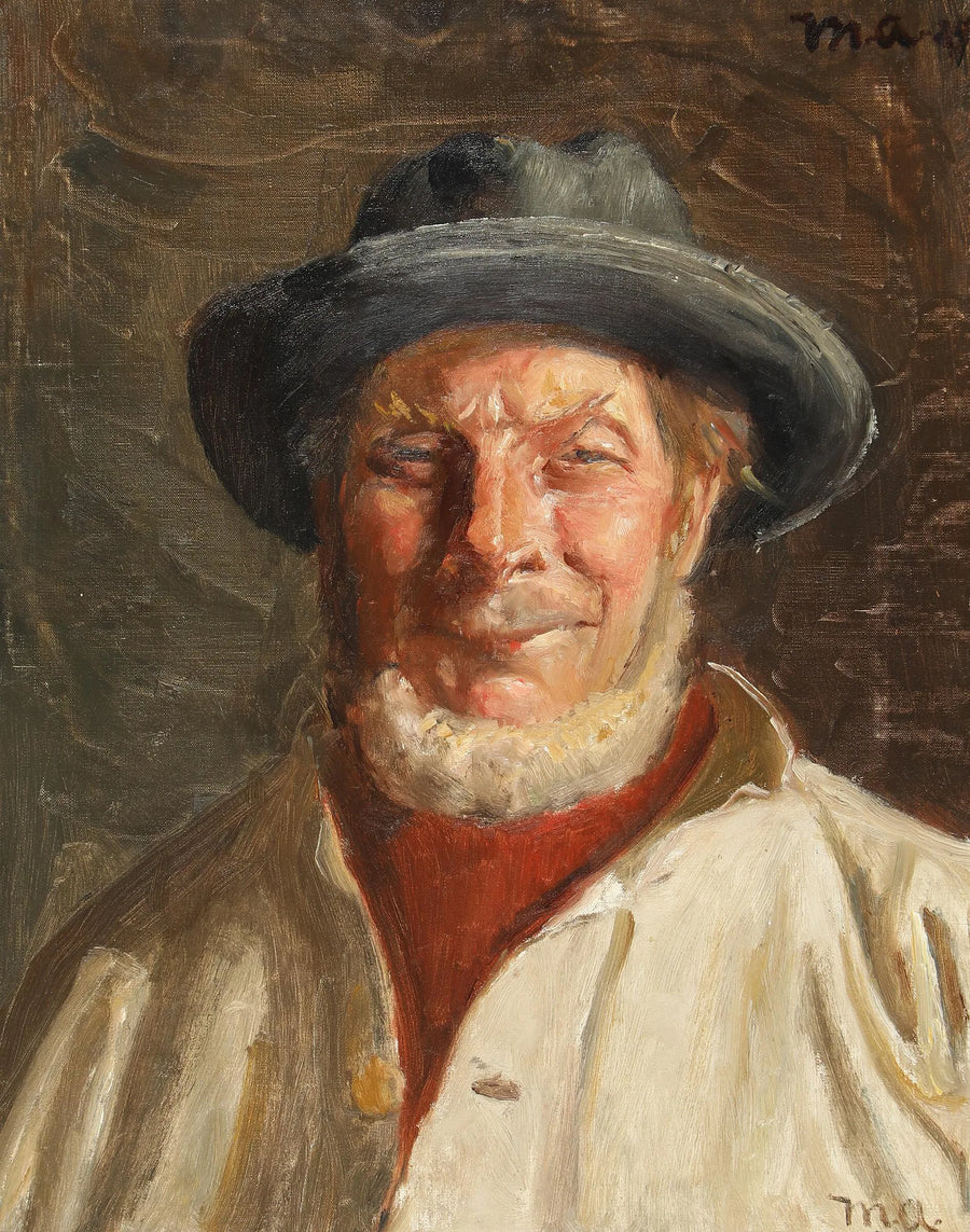 Retrato de un pescador de Skagen con sombrero negro. -Michael Peter Ancher