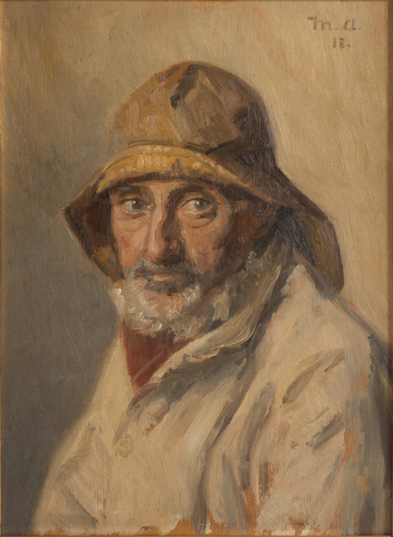 Retrato de un pescador con un impermeable. -Michael Peter Ancher