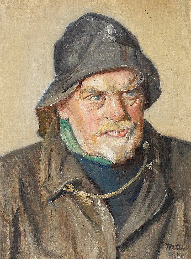 Retrato de un pescador con un impermeable. -Michael Peter Ancher