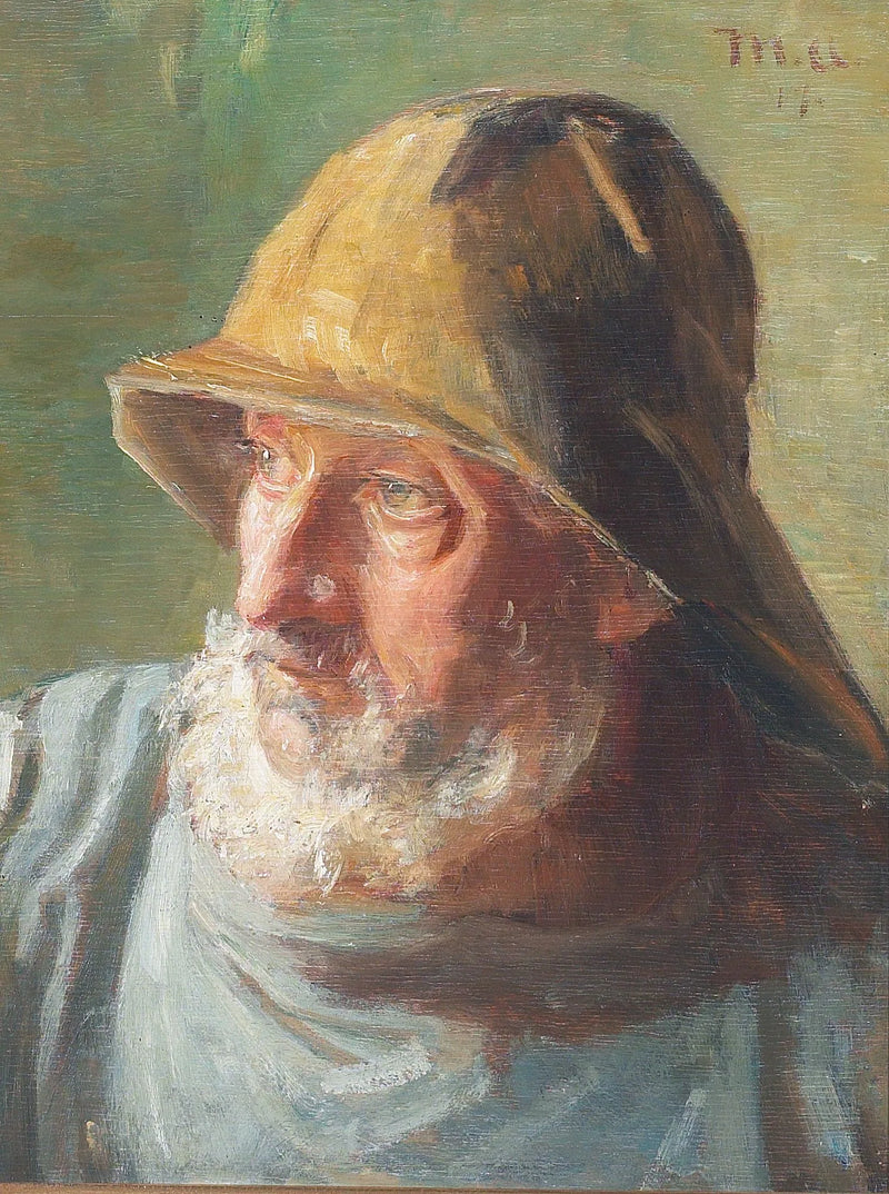 Retrato de un pescador con un impermeable. -Michael Peter Ancher