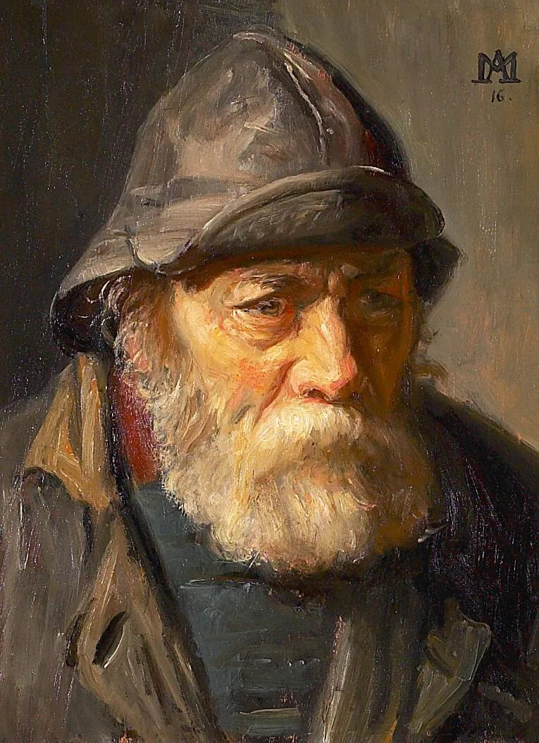 Retrato de un pescador con un impermeable. -Michael Peter Ancher