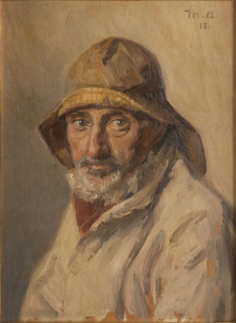 Retrato de un pescador con un impermeable. -Michael Peter Ancher