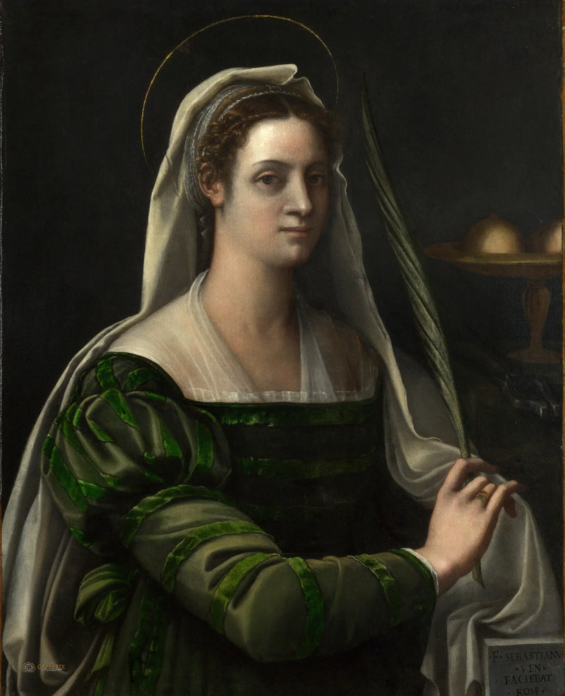 Retrato de una dama con atributos de Santa Águeda - Sebastiano del Piombo