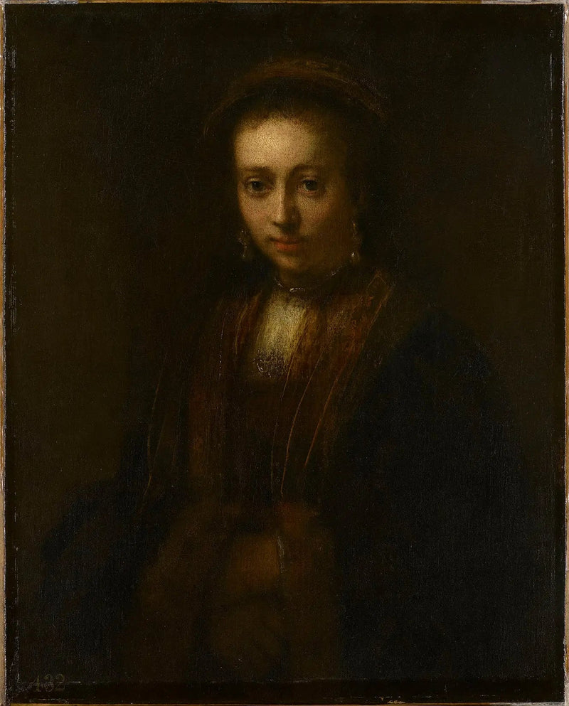 Retrato de una dama con las manos juntas (Hedwig Łuszkowska, flora de 1634) - Rembrandt