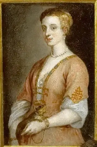 Retrato de una dama con un animal de compañía atado por una cadena a su muñeca - David Teniers el Joven
